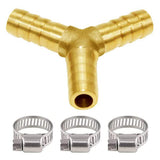 Joywayus 1/4 Hose Barb Y Shaped 3 Way Union Fitting Intersection/Split Brass Water/Fuel/Air