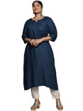 Libas Women's Rayon Embroidered Straight Kurta (25316_Blue_6XL)