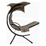 Hammock Umbrella-Lounge Chair Swing Cushion Cover Outside, Machine Washable -Waterproof-Breathable Hanging Chaise Lounge Outdoor Cushions Covers and Umbrella (Cushion Not Included), Khaki