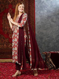 Gosriki Women'S Cotton Blend Straight Printed Kurta With Pant & Dupatta (Tashi Wine-Jl-Gs_L_Wine_Large),Wine,,B0D73VZBYT
