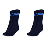 Mukhaksh (Pack Of 2 Pairs Boys Kids Navy Blue Socks With Sky Blue Stripes, Navy Blue With Sky Blue Stripes Calf Length School Un