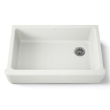 KOHLER K-6489-NY Whitehaven Farmhouse Self-Trimming Apron Front Single Basin Sink with Tall Apron, Dune