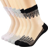 Hrbs Transparent Ultra Thin Lace Fishnet Socks Elastic Short Sheer Socks For Women/Ladies/Girls For Casual, Party, Wedding, Indo