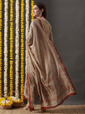 Anni Designer Women'S Cotton Blend Straight Printed Kurta With Pant & Dupatta (Kalpa Beige_S_Beige_Small),Beige,S,Cotton Blend,Regular,