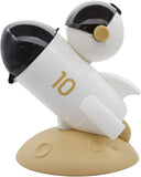 Jumix Mini Rocket Astronaut Pen Pencil Holder, 20 cm Spaceman Design, Desktop Organiser with Beige Base, Stationery Holder, Make