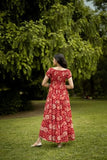 Gosriki Women'S Cotton Blend Anarkali Printed Long Kurta (Maulik Red-Gs_Xl_Red_X-Large),Red,,B0D73XSRMX