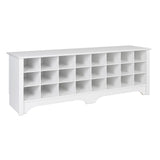Prepac White Hall Bench with Storage and Seating: 24-Shoe Cubby Bench, Ideal White Shoe Rack for Entryway, Sized 15.5 D x 60 W x