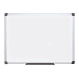 MasterVision Maya Series Magnetic Dry Erase Board, Lacquered Steel Whiteboard, Snap-On Marker Tray, Wall Mounting Kit, 48 x 72,