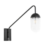 Living District Kace 1-Light Metal Wall Sconce In Black And Clear Glass