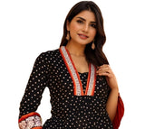 Anni Designer Women'S Rayon Viscose Anarkali Printed Kurta With Pant (Karidos Black-Vks04_S_Black_Small),Black,S