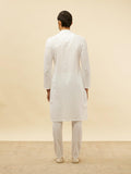 Manyavar Men'S White Cotton Checks Kurta Pyjama Set White L