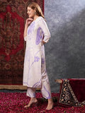 Anni Designer Women'S Rayon Blend Straight Printed Kurta With Palazzo (Gaya Purple_L_Purple_Large),Purple,L,Rayon Blend,Regular,Kurta, Pants