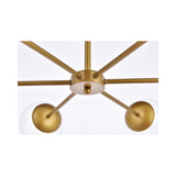 Elegant Lighting Living District Briggs 6-Light Mid-Century Metal Pendant In Brass/Clear