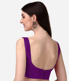 Pujia Mills Women'S Deep Neck Silk Sleeveless Readymade Blouse (Sando Purple, 32)