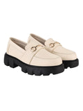 Shoetopia Smart Casual Chain Detailed Cream Loafers For Women & Girls /Uk8,Cream,8,B0C6V13ZBC