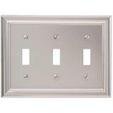 Amerelle Continental Triple Toggle Cast Metal Wallplate in Satin Nickel