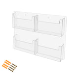 Marketing Holders Postcard Holder Wall Rack with Hanging Hardware 4 Pocket Holds 6 x 4 Printed Material Plastic Clear Messages D