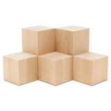 DIY Wood Cubes 5-inch, Pack of 5 Large Blank Wooden Blocks for Crafts, STEM, Building, Monitor Riser, Photo Cube Craft, and Home