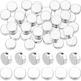 Beebeecraft 1 Box 50Pcs 925 Sterling Silver Plated Brass Coin Beads Flat Round Spacer Beads 6x3mm Tiny Coin Disc Loose Beads for