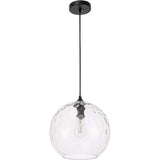 Living District Gibson 1-Light Metal And Glass Pendant In Black And Clear Finish