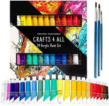 Crafts 4 ALL Acrylic Paint Set For Kids And Adults 24 Pack Of 12Ml Craft Paint Colors For Wood, Canvas, Fabric And Ceramics W/