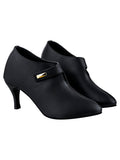 Shoetopia Women'S Black Pointed Toe Heeled Bellies Elegant Slip-On Pumps With Strap Detail | Office Shoes Eu37,Black,4,B0DRJJ49H5