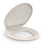 17 Round Almond Slow Close Toilet Seat, Polypropylene Toilet Seat Cover with Never Loosen Lid, Quiet and Easy to Install and Cle