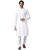 See Designs Mens Kurta | Specially Crafted And Designed For The Eid Festival White Cotton Embroidered Kurta With Pajama Set Mand