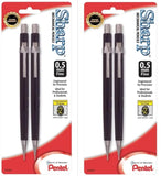 Pentel Automatic Sharp Mechanical Pencils, 0.5 mm, Black, Pack Of 4