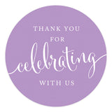 Andaz Press Circle Gift Label Stickers, Thank You for Celebrating with Us, Lavender, 40-Pack, Round Thanks Label for Baby Bridal