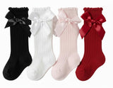 Lyonardo Baby Girl Cotton Knee High Socks With Bows | Soft, Comfortable & Breathable, Photoshoot, Birthday, Casual Outdoor Wear(