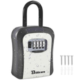 BRILLIRARE Key Lock Box, Waterproof 4 Digits Combination Lockbox with Removable Shackle, Wall Mount Resettable Key Hider, Upgrad