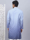 Jompers Blue Men'S Ombre Pure Cotton Straight Kurta (Blue, L)