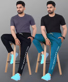 Lookmark Men'S Slim Fit Lycra Blend Stretchable Jogger Track Pant In Black & Rama Color (Xxl)