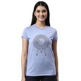Enamor Essentials Short Sleeve Round Neck Slim Fit Stretch Cotton Tshirt For Womens-E147 (E147_Purple Slate_Xl)