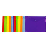 JAM PAPER Plastic Envelopes with Snap Closure - Letter Booklet - 9 3/4 x 13 - Assorted Colors - 12/Pack