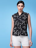 Oomph! Summer Shirts For Women Floral Printed Black,Charcoal BlackApparel,XL