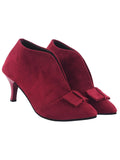 Shoetopia Women'S Cherrysuede Ankle Boot Heels Pointed Toe With Bow Detail Stylish & Comfortable Shoes Eu41,Cherry,8,B0CXJ2WSNL
