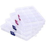 Cosics Rhinestone Organizer Storage Box, 4PCS 15-Grid Small Clear Plastic Jewelry Case, Empty Container Dividers for Nail Art Cr