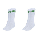 Mukhaksh (Pack Of 2 Pairs Boys Kids White Socks With Green Stripes Border Lining White With Green Stripes Calf Length School Uni