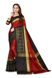 GRECIILOOKS Womens Cotton Silk Ready Pleated Saree Saree For Women (Dark Maroon)