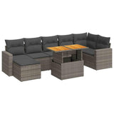vidaXL 8 Piece Patio Sofa Set with Cushions Gray Poly Rattan