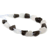 Natural White & Smoky Quartz Crystal Nugget Raw Graduated Beads Strand 2mm Hole Drilled