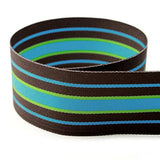 USA | American Made 7/8 Bermuda Cool Striped Grosgrain Ribbon (Brown, Turquoise, and Lime Green Ribbon) - 100 Yards (Multiple Wi
