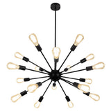 LynPon Black Sputnik Chandelier 18 Lights, Sputnik Light Fixture High Ceiling Hanging Chandeliers Mid Century Industrial Vintage