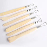 Grandink Set Of 6 Wood Loop And Scraper Tools,Crafts Wooden Carving Pottery Tools Double Heads Pottery Clay Tools For Ceramics,