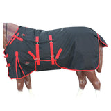 HILASON Black with Red Trims 66 Inch 1200D Winter Waterproof Poly Horse Turnout Blanket Belly Wrap