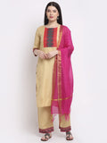 Anni Designer Women'S Cotton Straight Kurta With Palazzo & Dupatta (Kpzd-Cot-10012-Beige_S_Beige_Small),Beige,S,Cotton Blend,Straight,