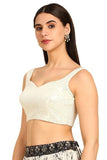 Soch Womens Cream Sequinned Sweetheart Neck Georgette Padded Blouse Cream 34 Blhsseq00600D