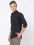 Gosriki Men'S Cotton Blend Solid Slim Fit Casual Full Sleeves Shirt (Rikk-Black-Nw-Gs_Xl_Black_X-Large),Black,,B0BW9NS61C